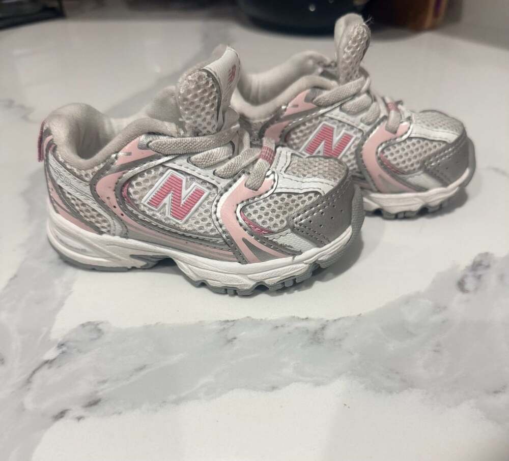 New Balance IZ530EC Toddler 530 Bungee Sneakers White Silver Pink